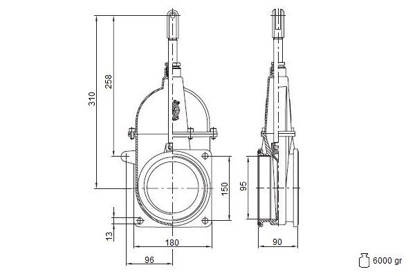 Saracinesca a stantuffo 4" - con asta 2 flange