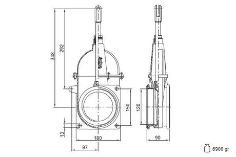 Saracinesca a stantuffo 5" - con asta 2 flange
