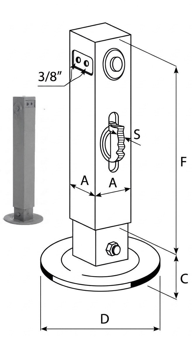 Piede idraulico quadro 100x600 corsa 400
