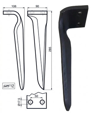 Dente lama Maschio INT.50 sp.12 - Verso: DX