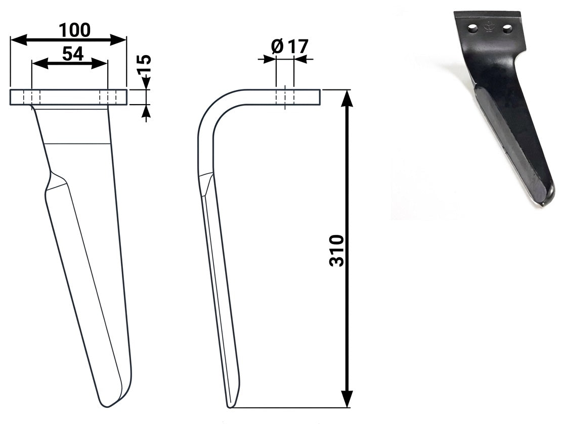 Dente lama Perugini, Carraro, Frandent 100x15 INT.54 - Verso: SX