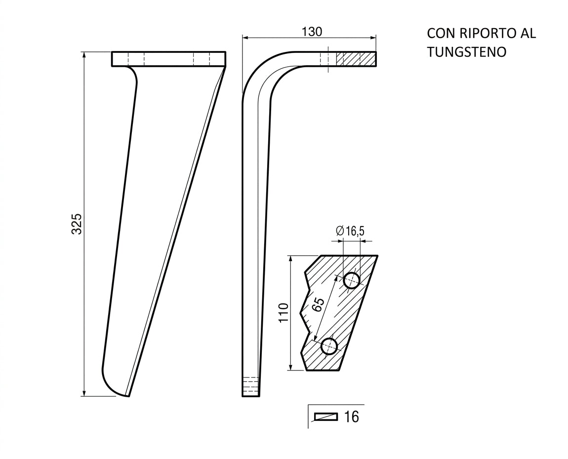 Dente lama Frandent pesante al tungsteno - Verso: SX