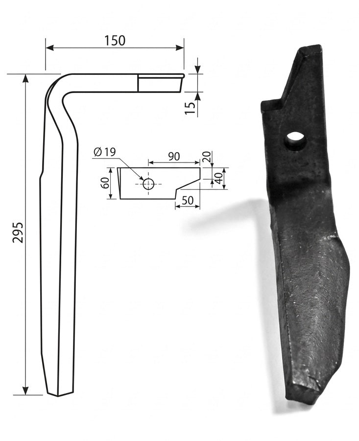 Dente lama amazone 60x15/19 - Verso: DX