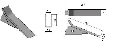 Vomere ripuntatore 70x20 T.Alpego c/attacco rapido - L.360
