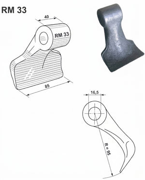 Mazza trinciasarmenti rm33 tipo Hmf, Acma, Agrimaster, Orsi, Zanon, Maschio - Foro: 16,5
