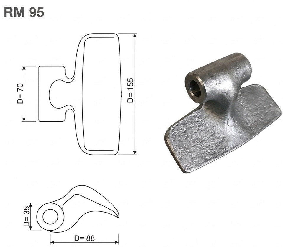Mazza trinciasarmenti rm95 tipo Palladino liscia - Celli - f.16,5