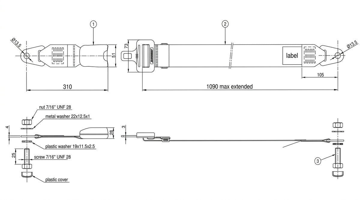 Sedile compact con molleggio meccanico stretto con cintura
