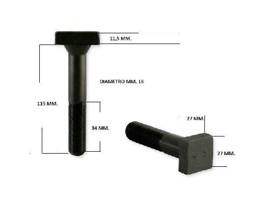 Bullone per mazza 18x115 c/dado autobloccante - T.Q.